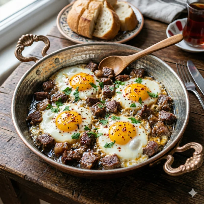 Sahanda Kavurmalı Yumurta