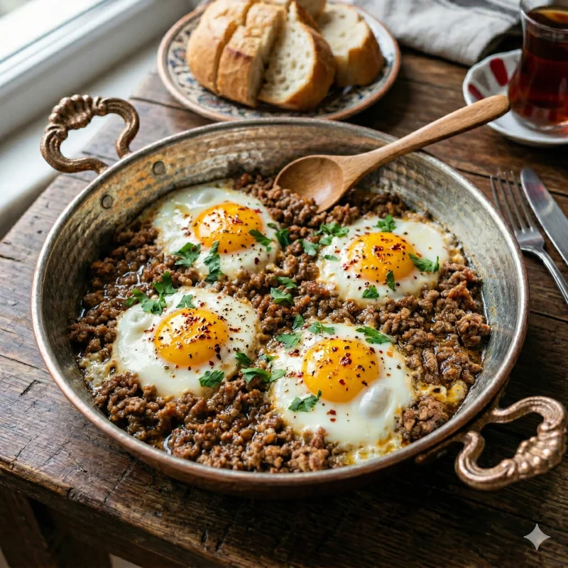 Sahanda Kıymalı Yumurta