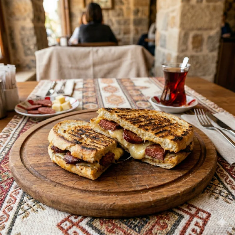 Bazlama Sucuklu Kaşarlı Tost