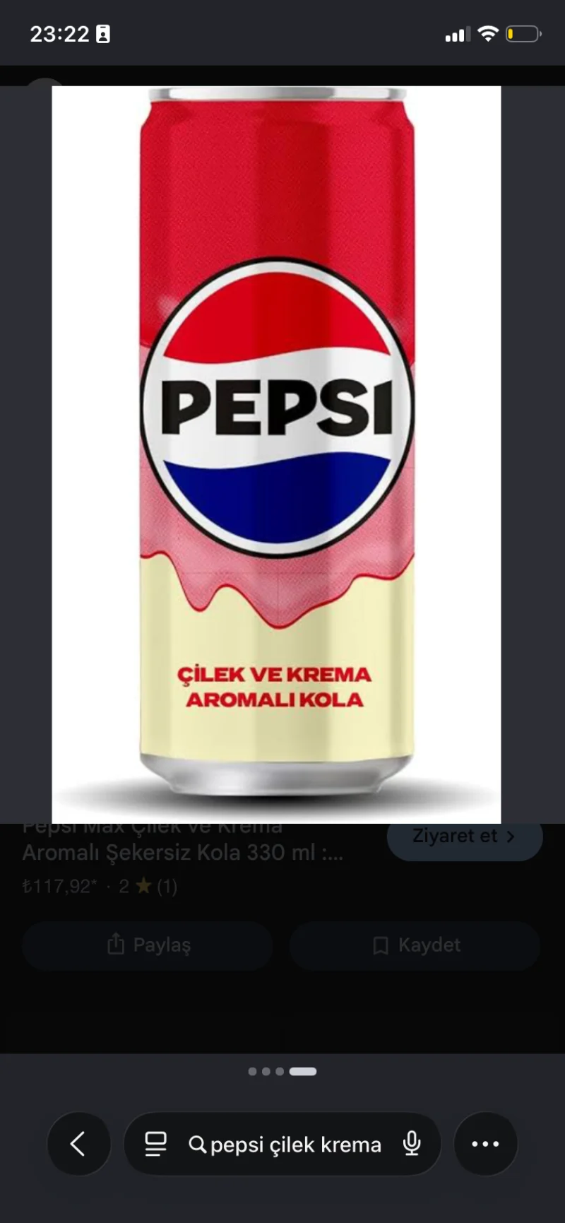 Çilek ve krema aromalı Pepsi